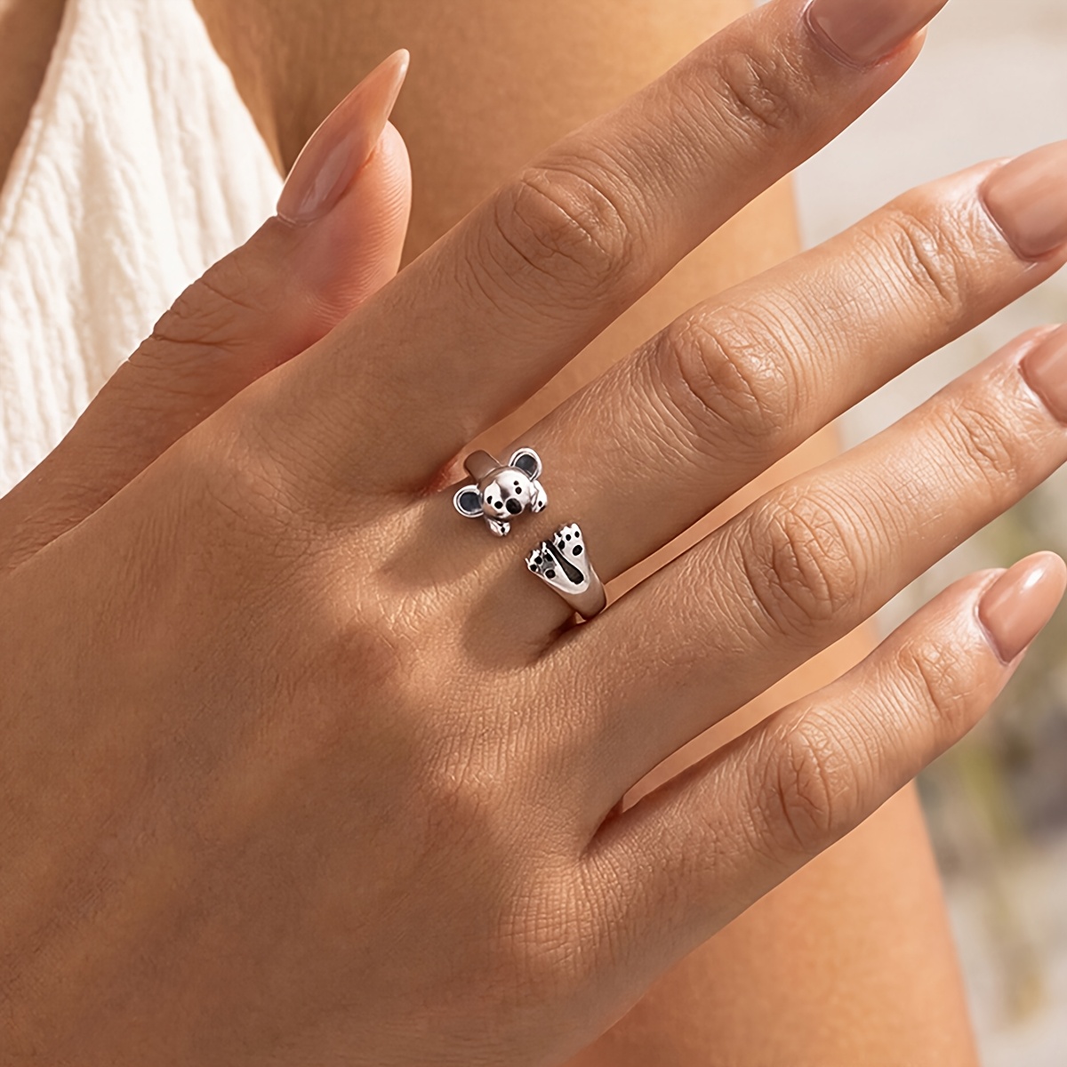 Women's Adorable Koala Open Ring, Versatile Fashion