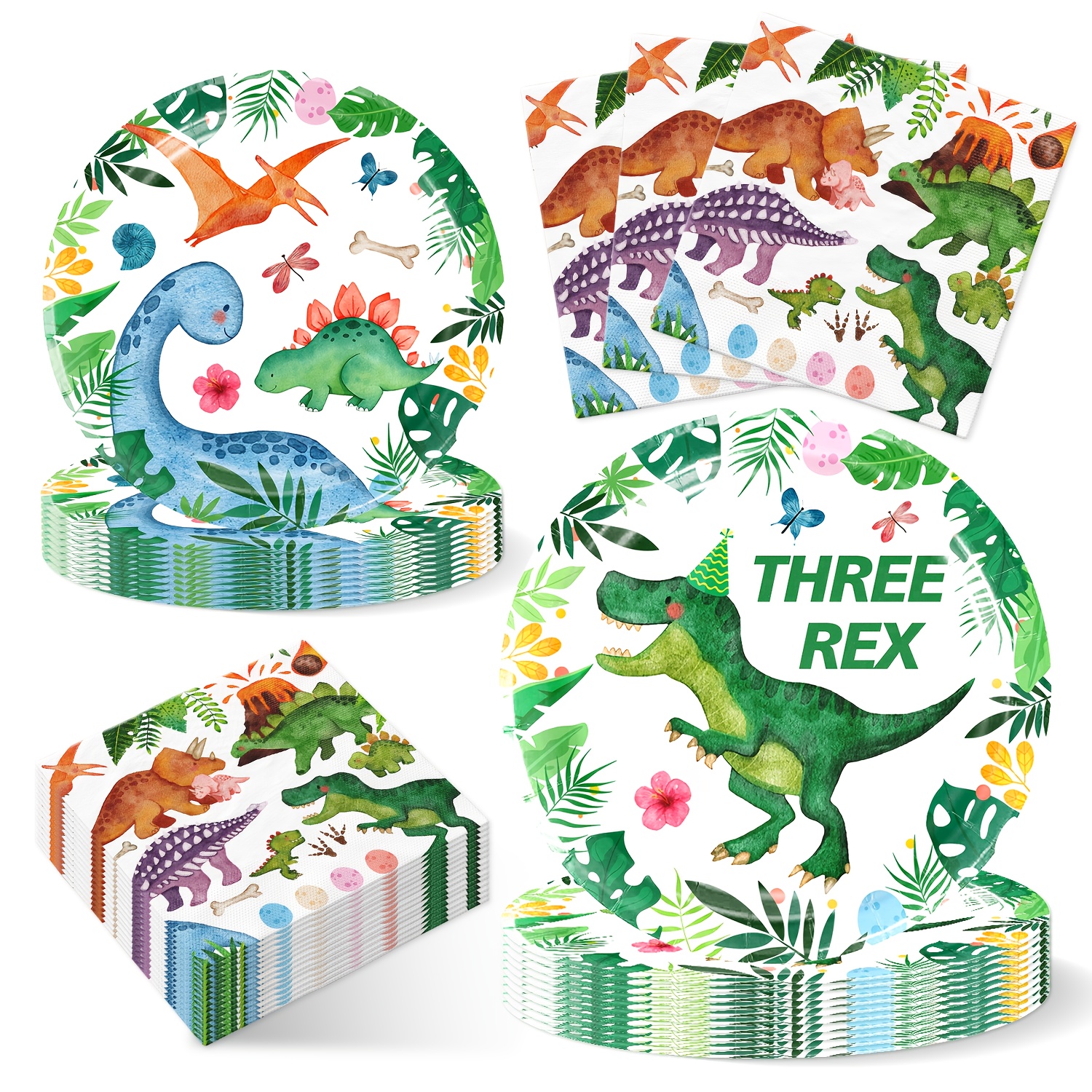 E-shop 40-teiliges Dinosaurier-Geburtstagsdeko-Set, -Geburtstagsdeko, Partyzubehör, Dinosaurier-Themenparty für den 3. Geburtstag, vielseitige