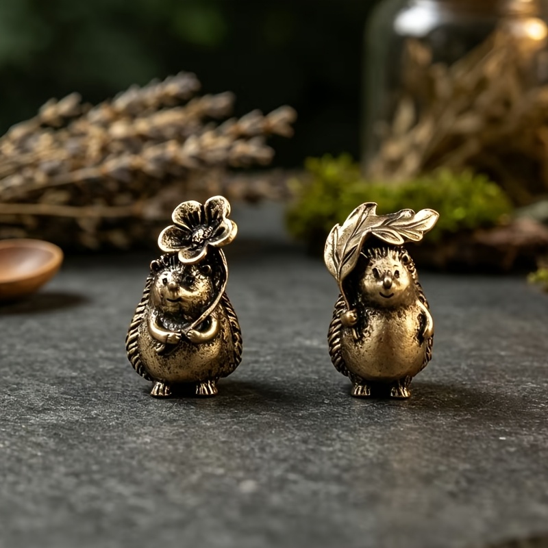 TEMU 2pcs Set: Leaf Hedgehog   Floral Hedgehog / Collectible Grade / Desktop Decorative Ornament