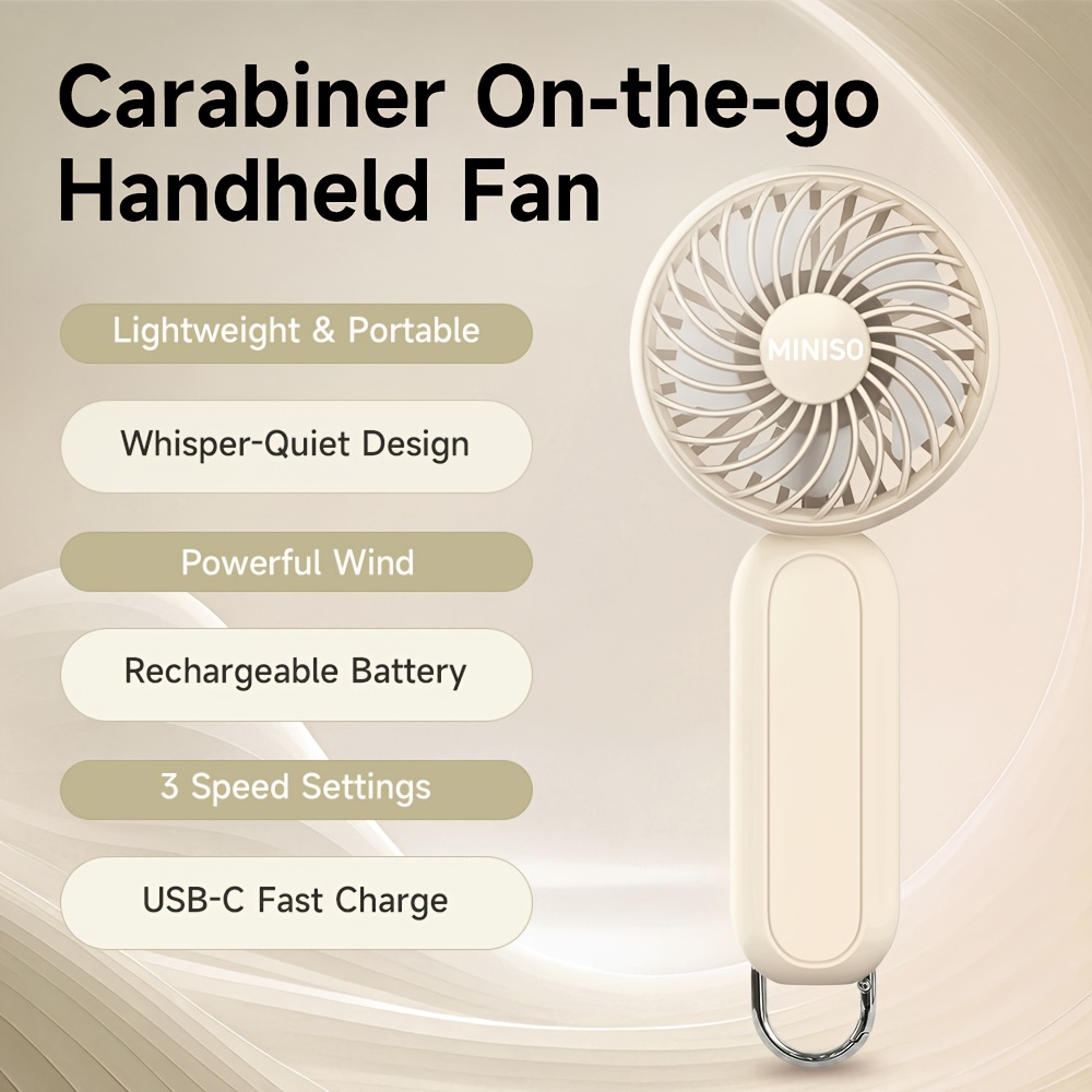 rechargeable battery handheld fan with carabiner clip desktop and personal use for outdoor travel camping hiking makeup gifts for girlfriend or boyfriend Product details 2