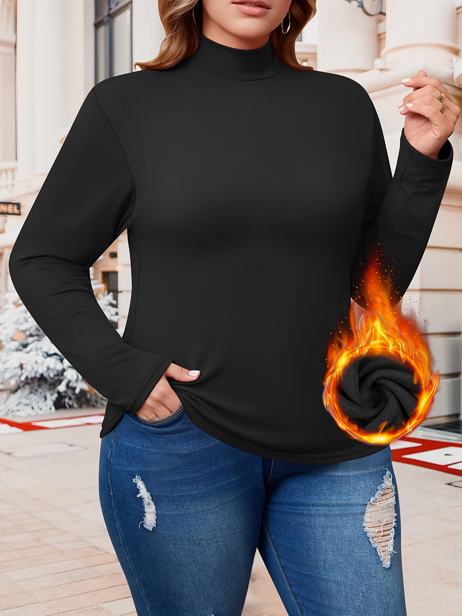 womens plus size high neck turtleneck sweater 88 polyester Temu