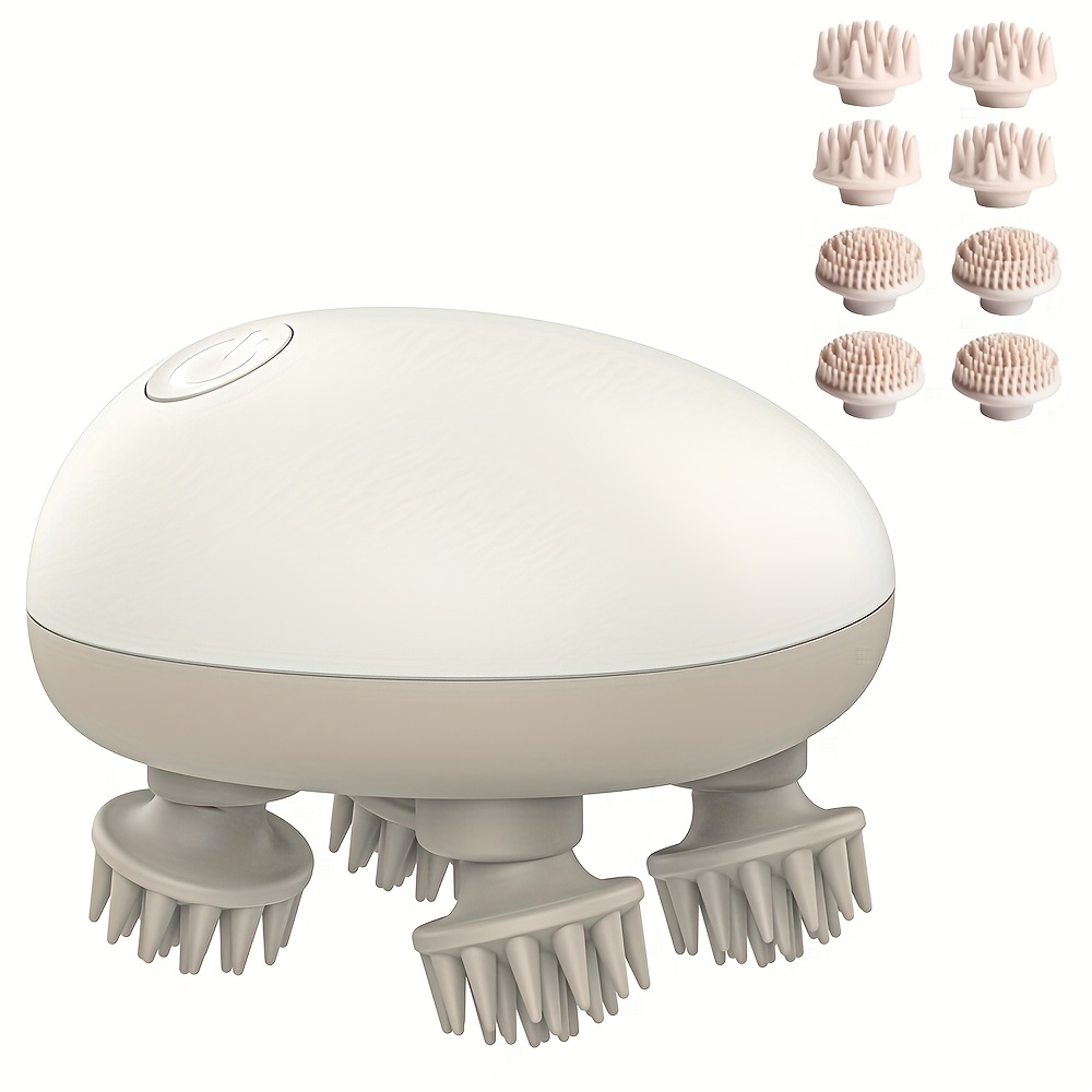 1pc electric scalp massager portable head kneading hand shaped     control wet and dry use rechargeable head massager deep cleaning pet massager great gift