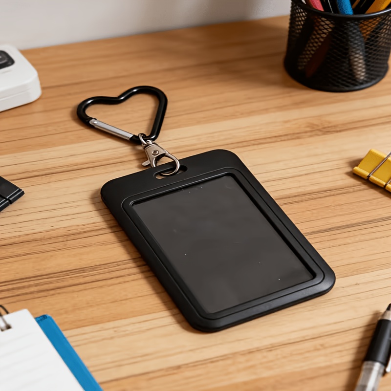 TEMU 1pc, Set de 2 piezas, Porta tarjetas de autobús minimalista unisex negro y rosa, con colgante de desmontable, material plástico duradero,