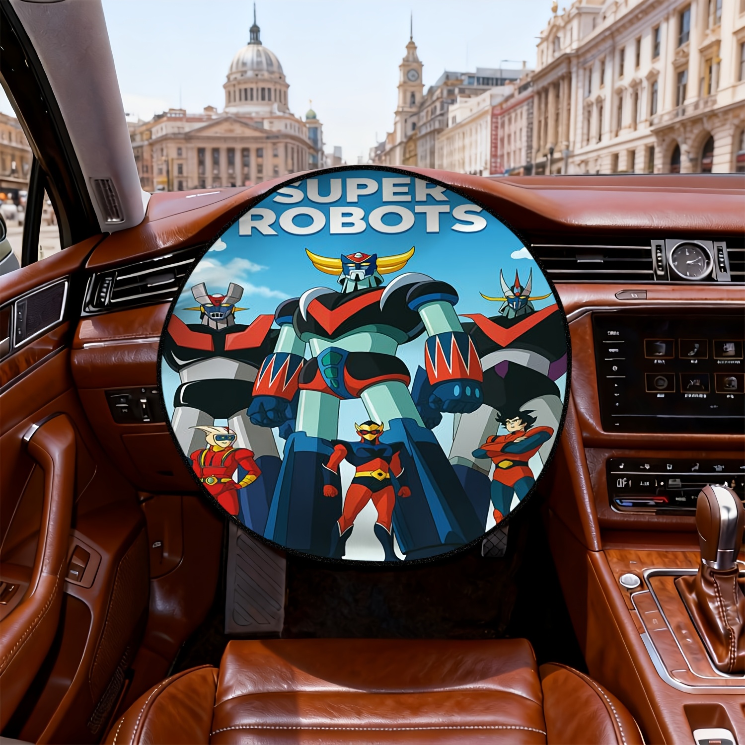 TEMU 1 pièce, Pare-soleil de volant à motif imprimé plat 2D Super Robot , Décoration intérieure de voiture, Occultant, Isolant thermique et solaire,