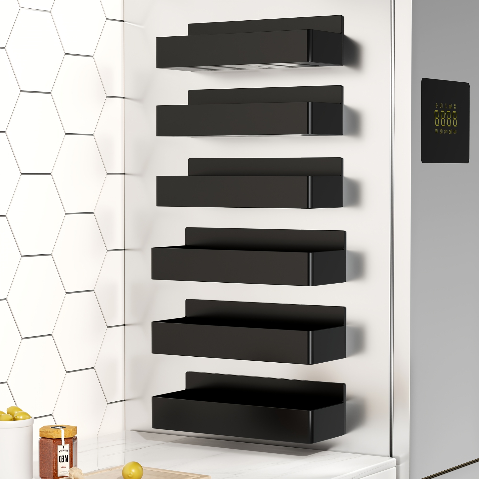Image of Upgrade Strong Magnetic Storage Rack Set Of 6, Featuring A And . No-drill Storage Rack For The Sides Of Refrigerators, Washing Machines, And, Utility Racks