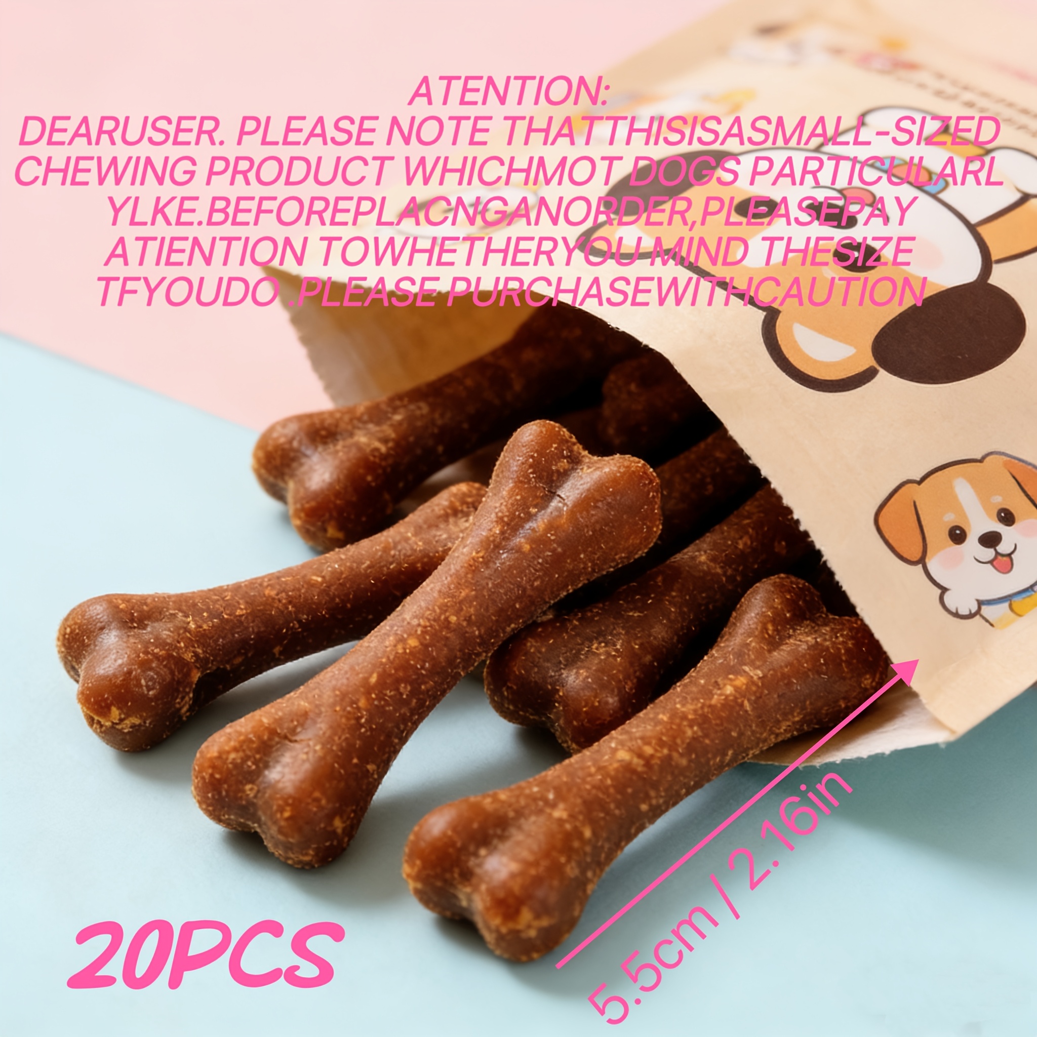 E-shop 20 Stück Hunde Kau-Stäbchen mit - - Beliebte Kau-Stäbchen für Hunde, Hunde Kauspielzeug, Hunde Zahnstocher, Hunde Zahnstange, Hunde Stressabbau