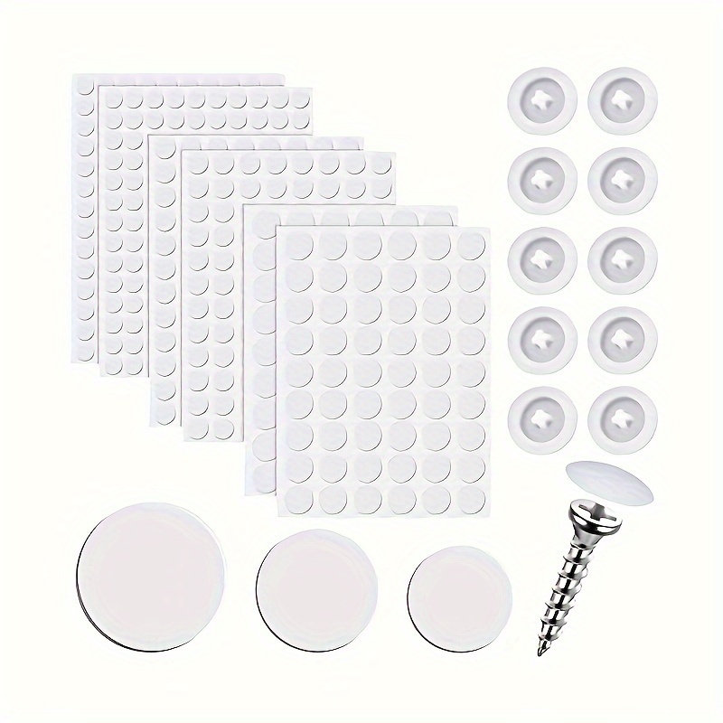 

50/100pcs Self Tapping Plastic Screw Cap Covers And 162/364pcs Self Adhesive Screw Hole Stickers Furniture Screw Cover Stickers For Wood Screws Furniture (white)