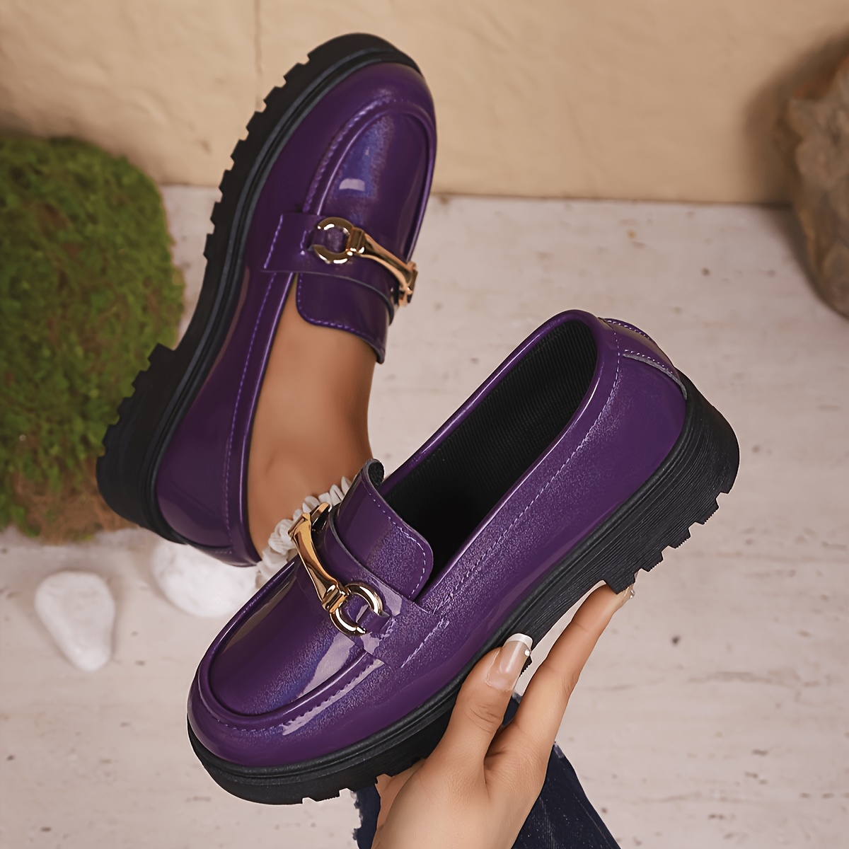 TEMU One-button Buckle Decorative Women's Loafers, Fashionable And Elegant Women's Loafers, Women Shoes