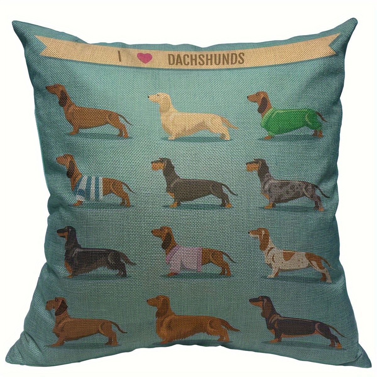 

1pc Dachshund Decoration Throw Pillow Cushion Cover, Seamless Decorative Background With Dachshunds Funny Pillow Case For Sofa Home Decor Couch Pillow Case 18×18 Inch