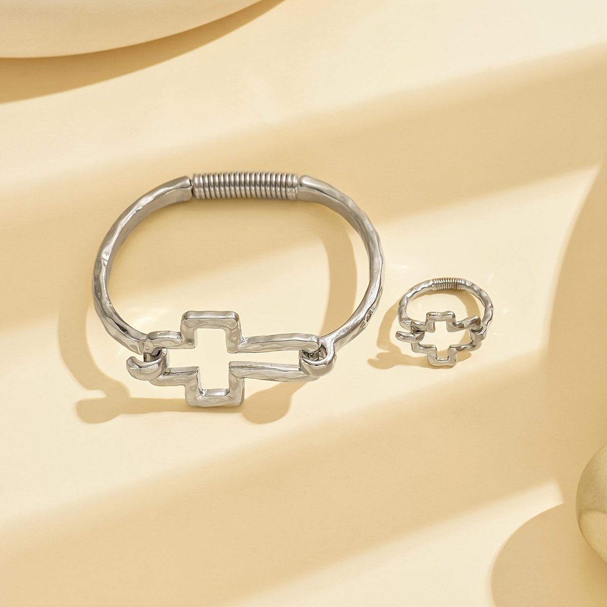 Punk Retro Style Bracelet Ring Set