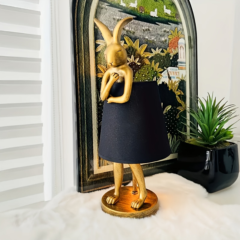 cute rabbit animal table lamp creative lampshade apron with   dimmable white   lampshade 15 7 inch bedside table living room office restaurant bar valentines day gift decoration gift lamp Product details 4