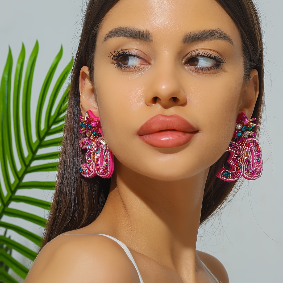 Boho Handcrafted Beaded Number Earrings Colorful Dangle for Women