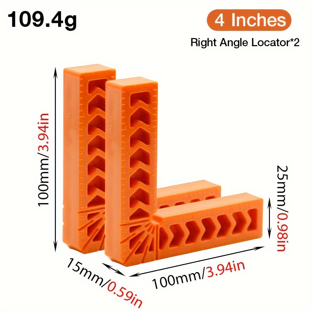 Image of 2pcs/4pcs 90-degree Right Angle Locator, Woodworking Angle Ruler, L-shaped -line Ruler, Fixing Clamp, Auxiliary Plastic Triangle Ruler