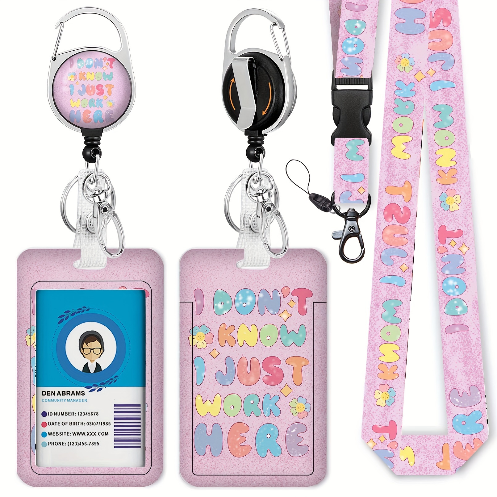 Lanyard with Badge Holder,Retractable Badge Reel with Detachable Neck  Lanyard Strap and Vertical ID Holder for Nurse Doctor Students Office Staff