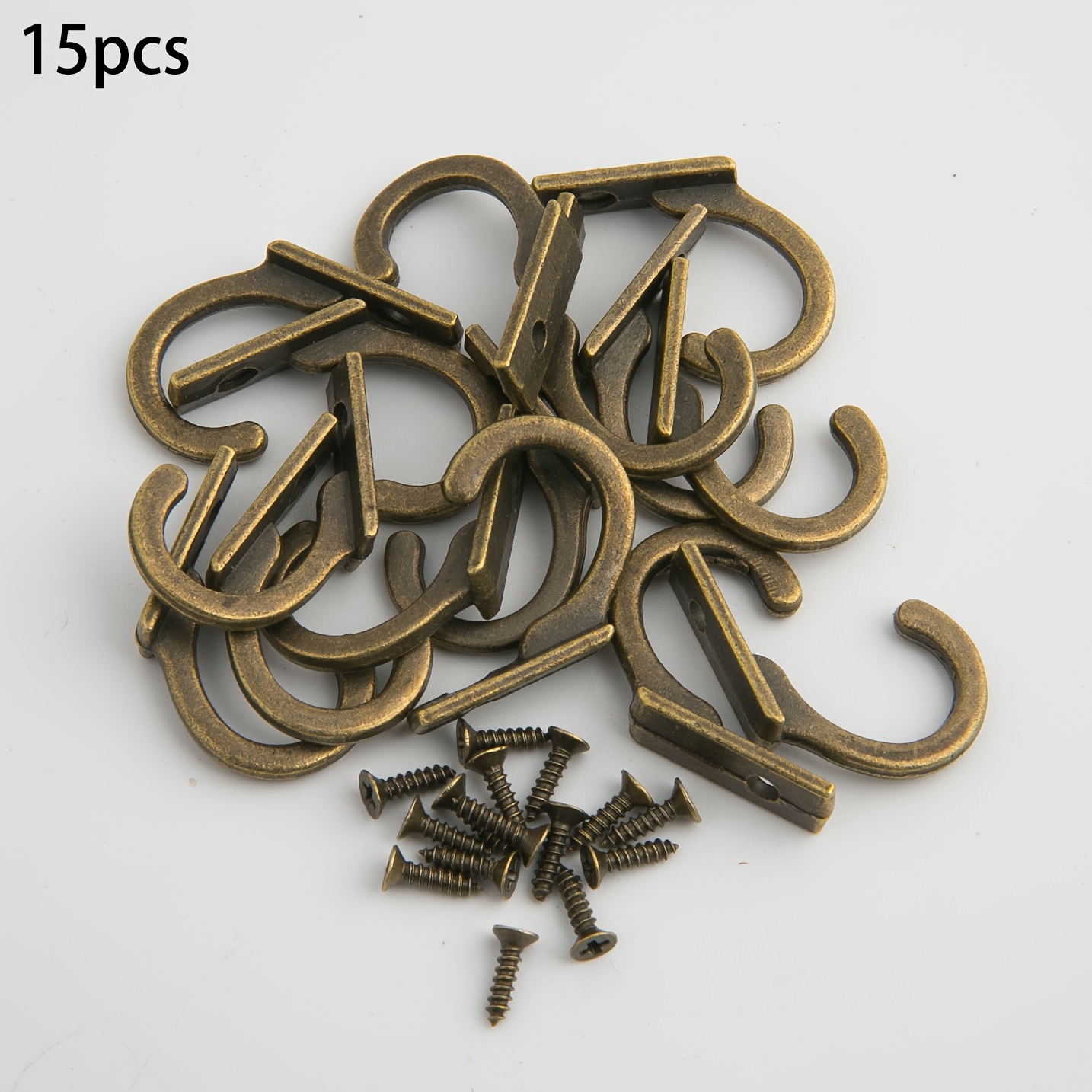 E-shop 15 Bronze Einzelzinken Mantelhaken (mit passenden Bronze 2X8 Schrauben) Einfach zu installieren, kein Werkzeug erforderlich, robuste Metallhaken
