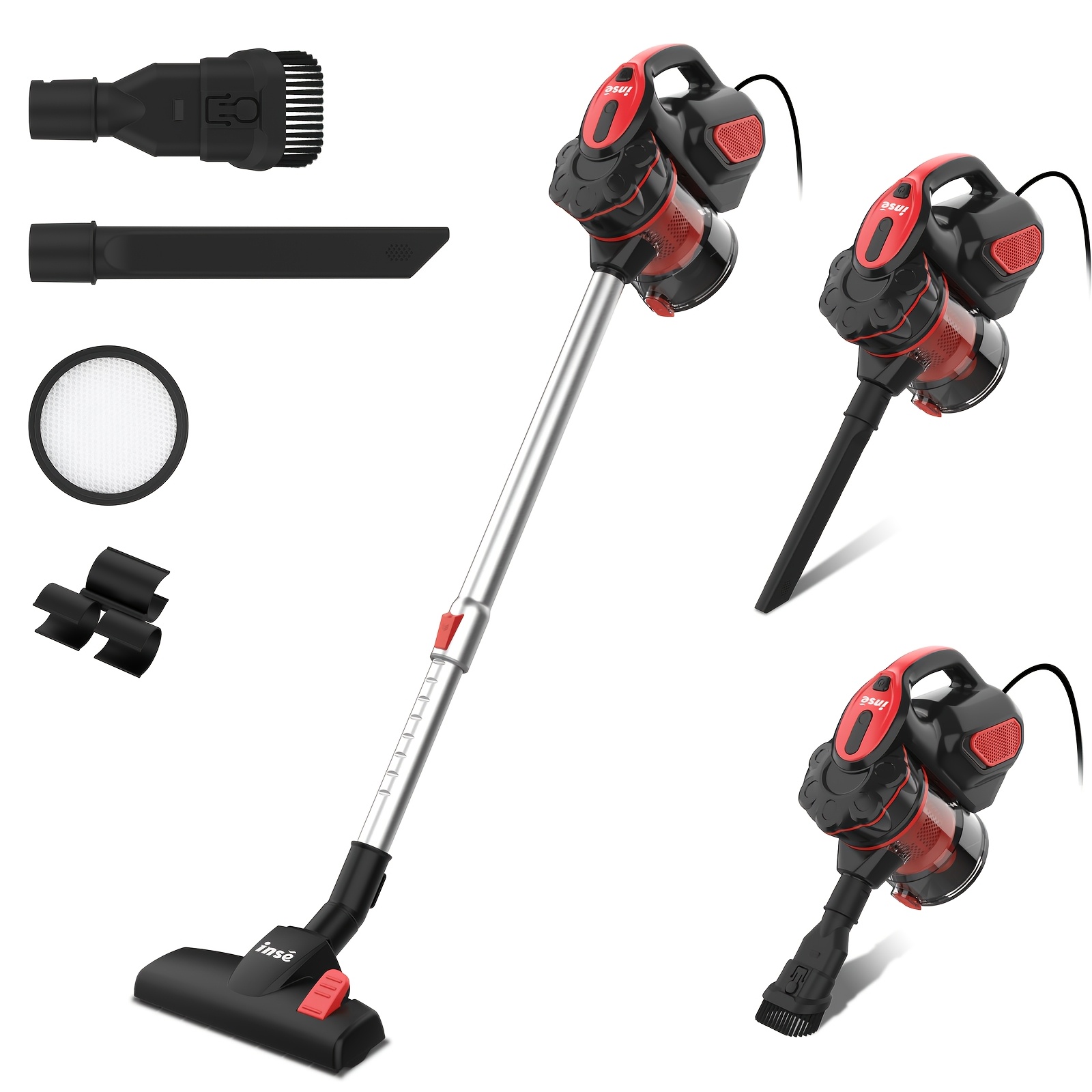 Image of 46kpa Handheld Vacuum Cleaner For Home Powerful Pet Hair Removal 8m Long Power Cord Filtration Multi Surface 3 Attachments Ideal For Pet Hair Hard Floors & Carpets Perfect For Cleaning