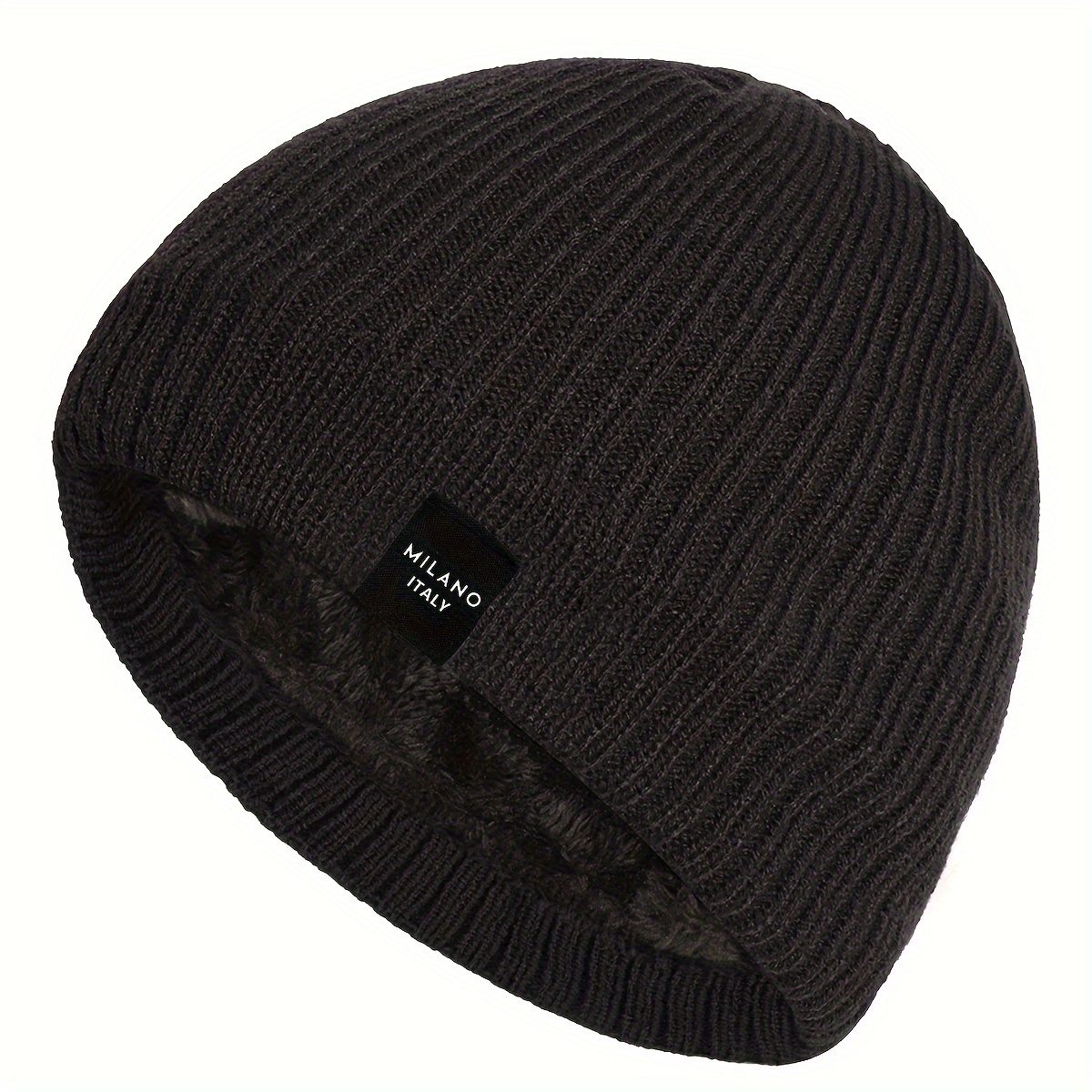 TEMU Classic "mil Ano Italy" Winter Beanie For Men And Women - Warm, Breathable, Lightweight, Stretchy Knit Cap For Outdoor Sports, Autumn/winter
