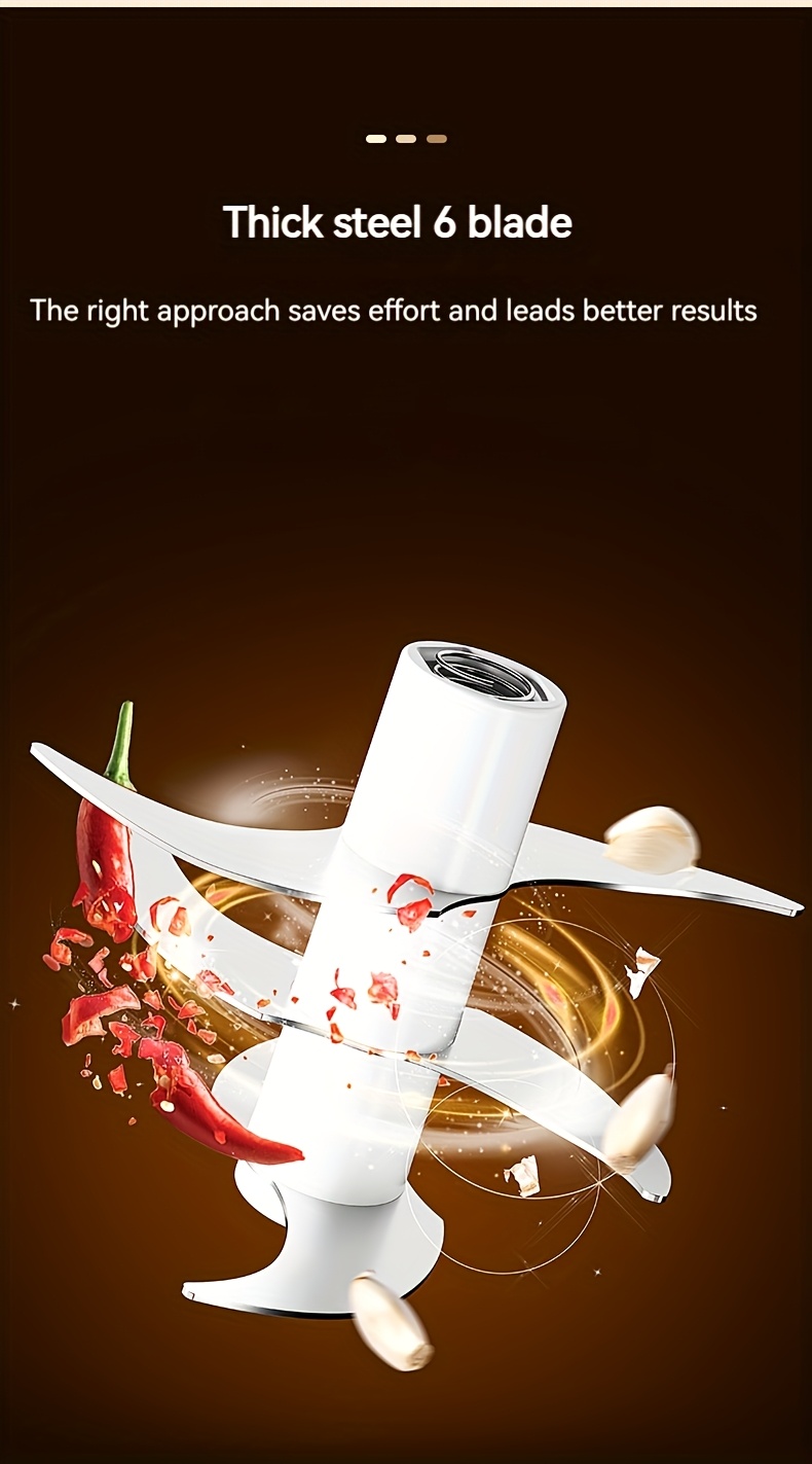 portable usb rechargeable electric garlic maker 320ml large capacity 6 blade stainless steel chopper with auto mixing for garlic meat veggies peppers ginger   appliance   stylish gadget durable construction food processor busy professionals Product details 5