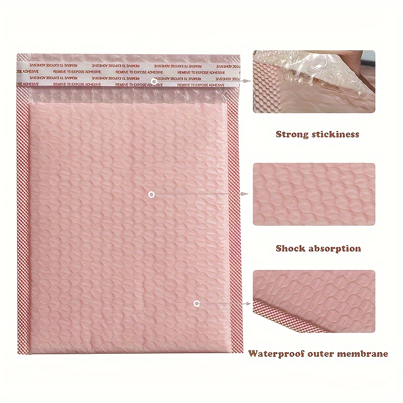 Famagic Sobres de burbujas de 4 x 8 pulgadas, 50 bolsas de envío de color  rosa claro, elegantes bolsas de embalaje para pequeñas empresas, sobres