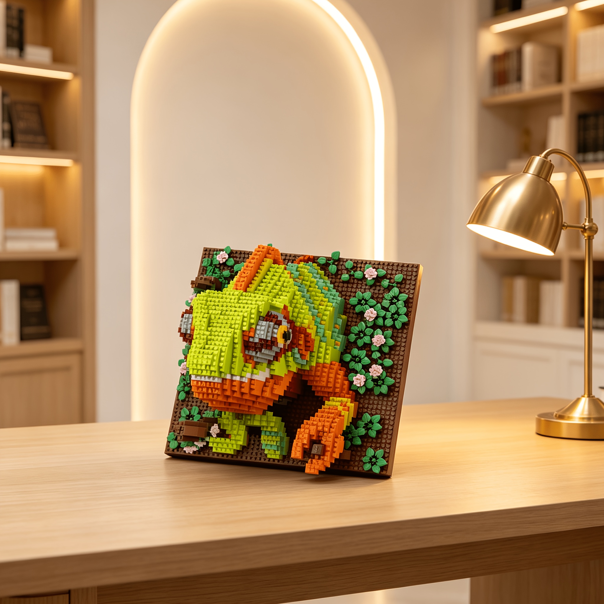High-Difficulty 3D Building Block Mural, Chameleon Tiger Head Shark Eagle
