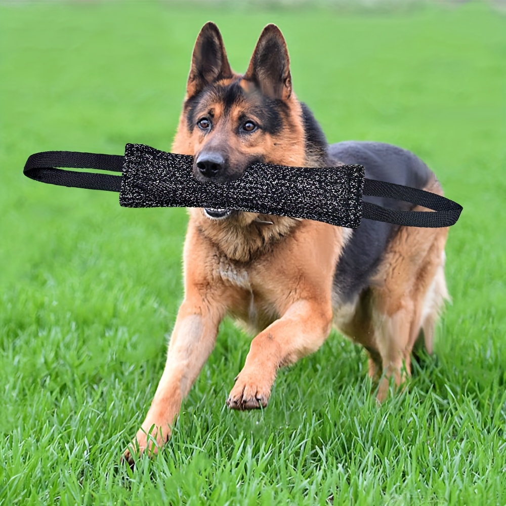 

Interactive Dog Training Bite Tug Toy With Dual Handles, Durable Linen Chew Stick For Teeth Cleaning, Ideal For Medium Breeds - Sturdy Non-toxic Bite Stick For Interactive Play And Training