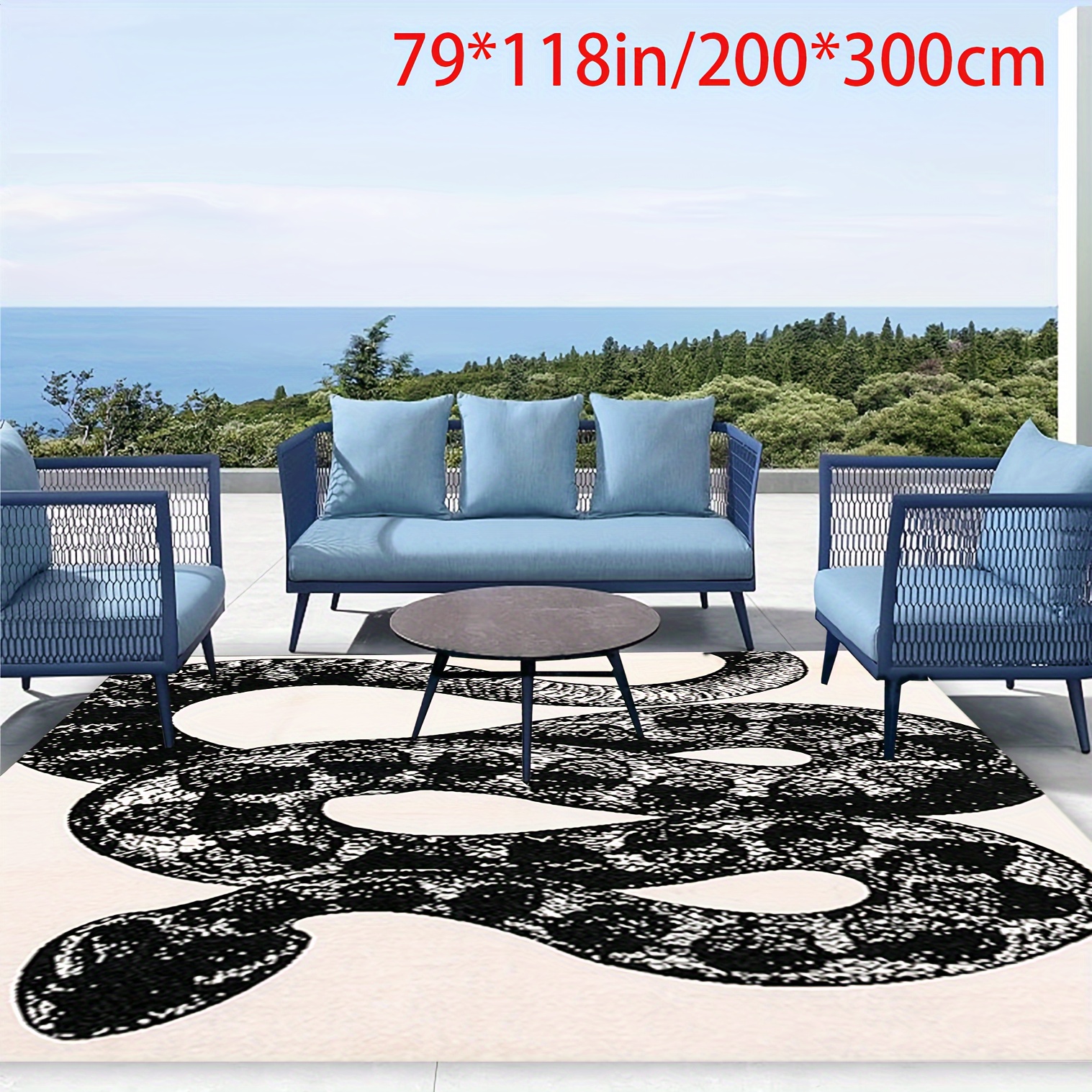 

1pc, Black Snake Pattern Indoor Mat, Imitation Cashmere Area Rug, Non-slip Floor Carpet, Home Decor, Room Decor, Home Kitchen Items