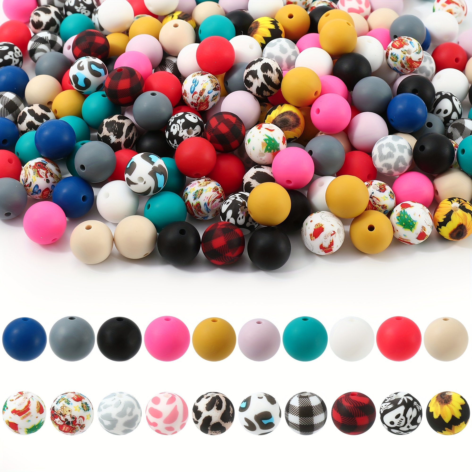 

150pcs Silicone Beads, 15mm Silicone Beads, Silicone Beads For Key Chain Making, Silicone Beads 15mm Bracelet Making Kit And Loose Round Silicone Beads For Pens (popular Colors)