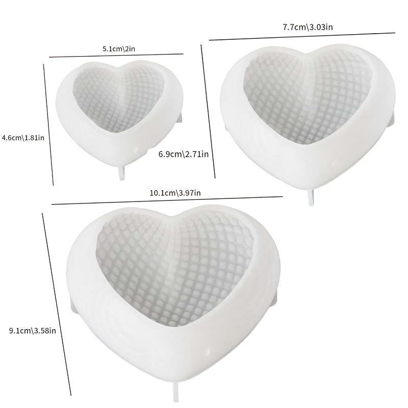 3pcs S/m/l Plaster Weaving Love Silicone Mold Diy Gypsum Concrete Love Candle Silicone Resin Mold