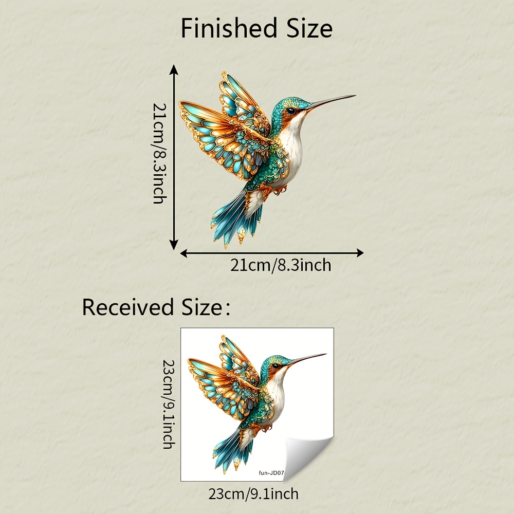 Image of 1pc Vibrant Hummingbird Sticker - Removable Pvc Decal, 9.1in*9.1in, Colorful For Glass Windows, Home , Window Decoration | Vibrant Hummingbird | Decal, Hummingbird Decor