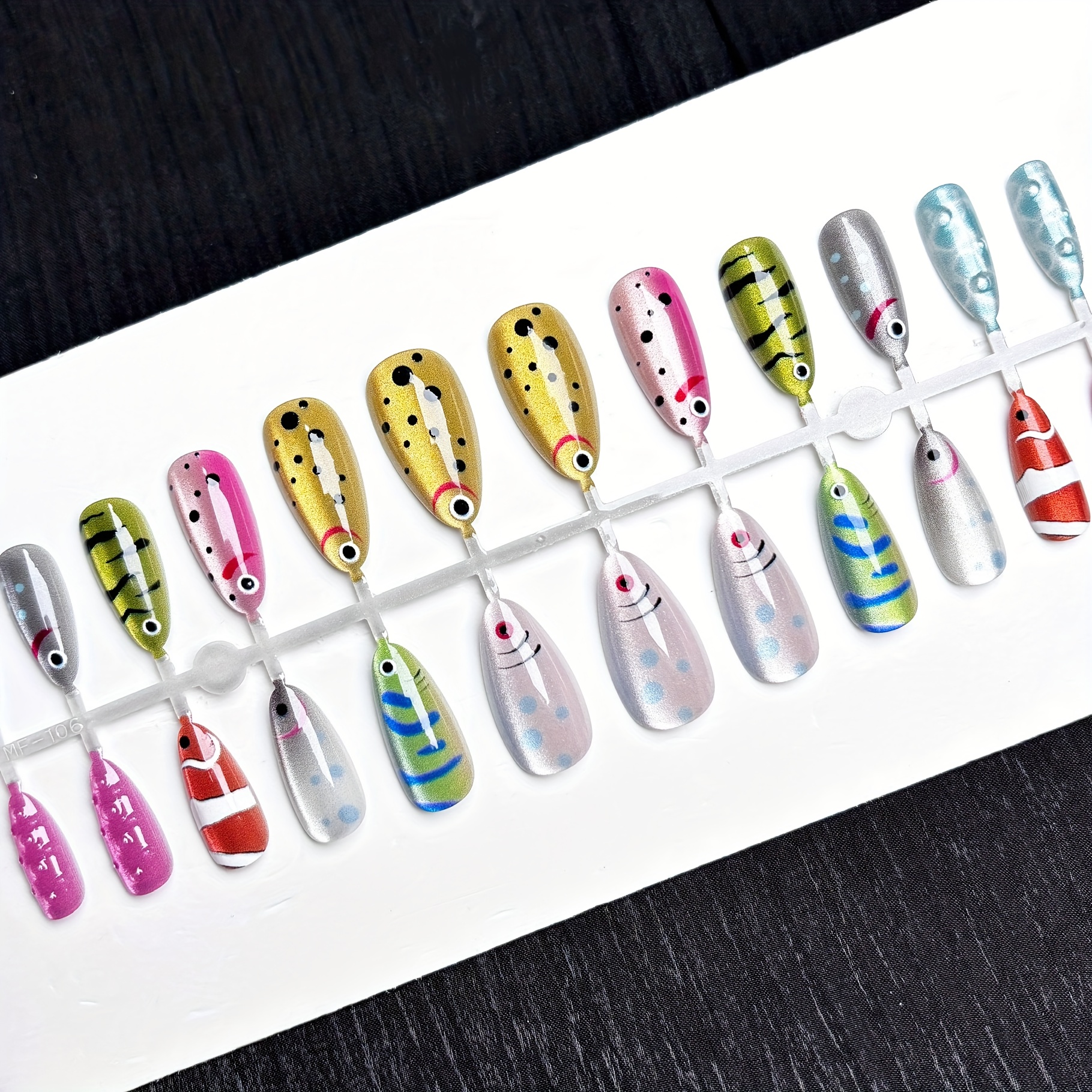 TEMU 24pcs Cat Eye Fish High-end Niche Art Wearing Armor, Sweet And Cool Full Coverage Fake Nails, Suitable For Daily Use By Women And, Wedding Gift: