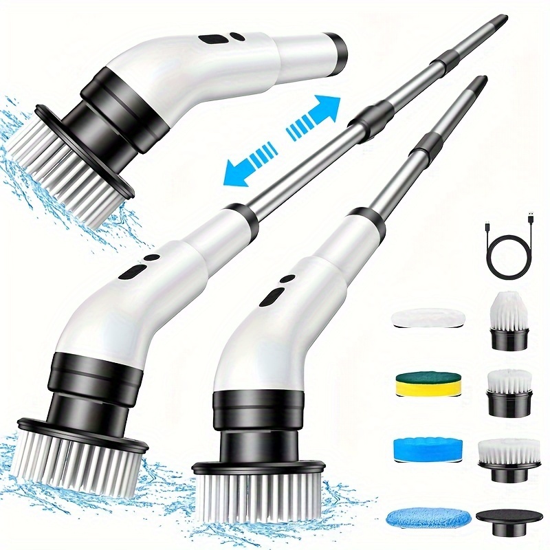 versatile electric cleaning brush with long handle usb rechargeable ideal for floors walls outdoors bathrooms details 7