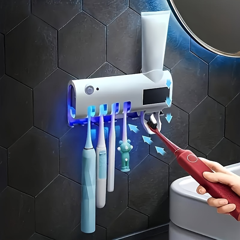 

Ultraviolet Toothbrush Sanitizer, Wall-mounted Toothbrush Holder With Usb Charging, 400mah Rechargeable Battery