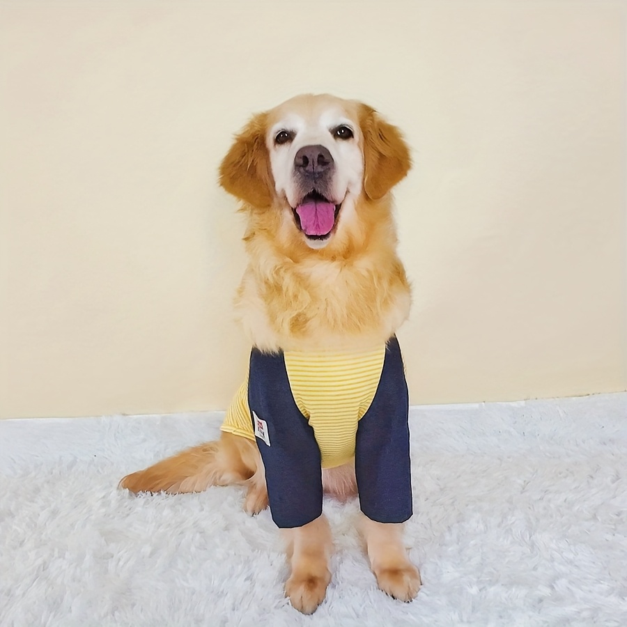1pc pet t shirt color blocking mixed denim for medium and large dogs Product details 7