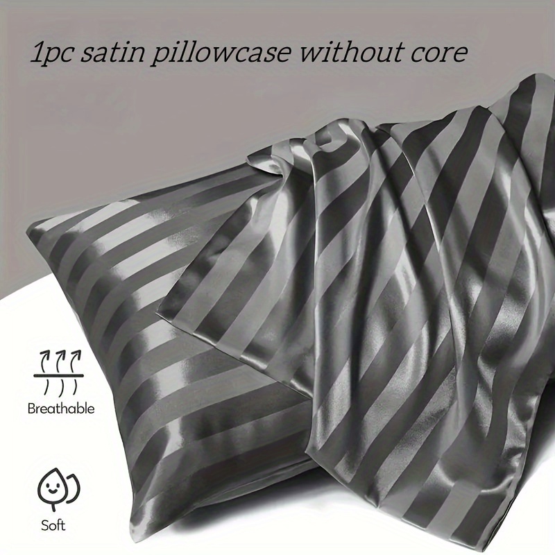 1pc Comfortable and Breathable Striped Satin Pillowcase - Envelope Closure - Soft and Skin-Friendly