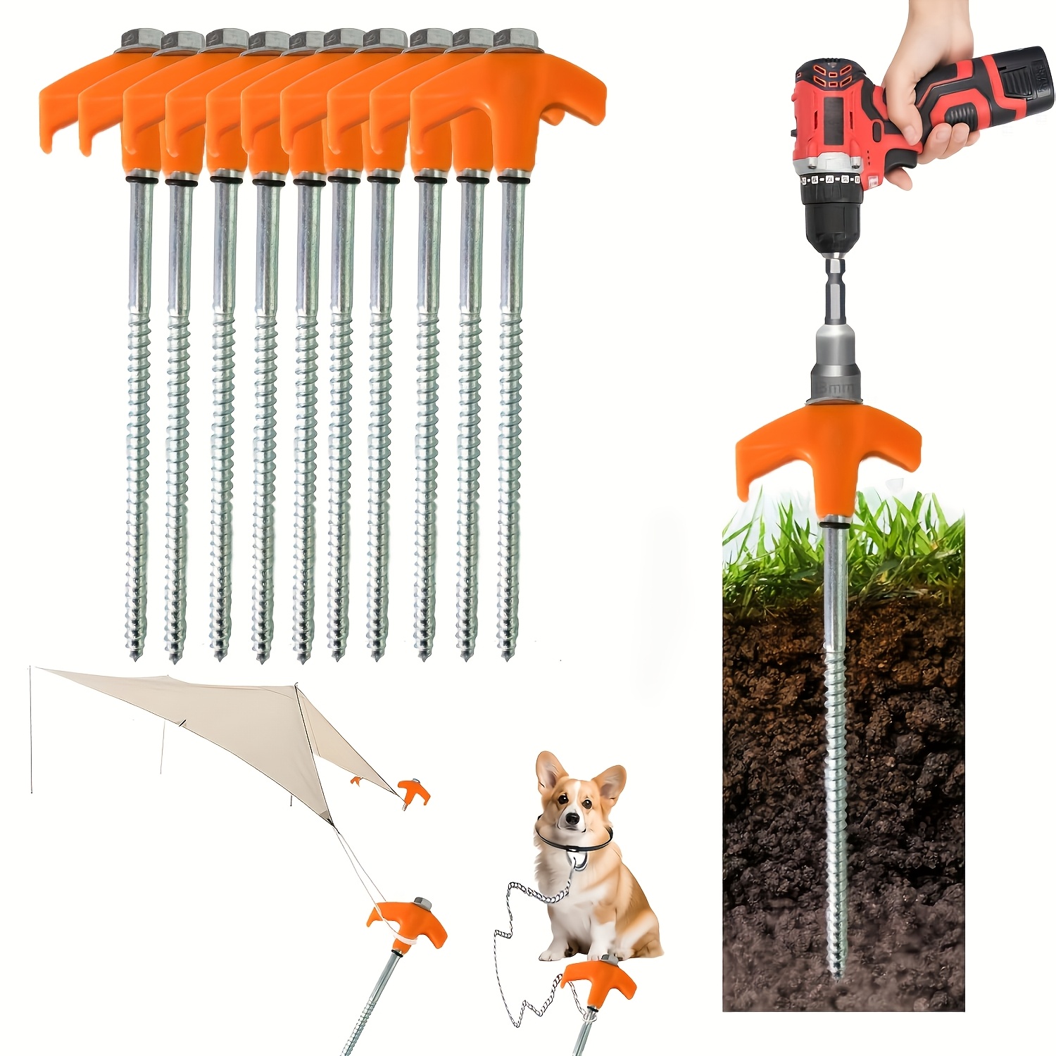 10/15/20 stück zelt heringe schrauben camping heringe schwerlast metall spikes erdanker pfähle gewinde zelt heringe mit sechskantkopf schrauber für camping garten aufblasbare outdoor deko