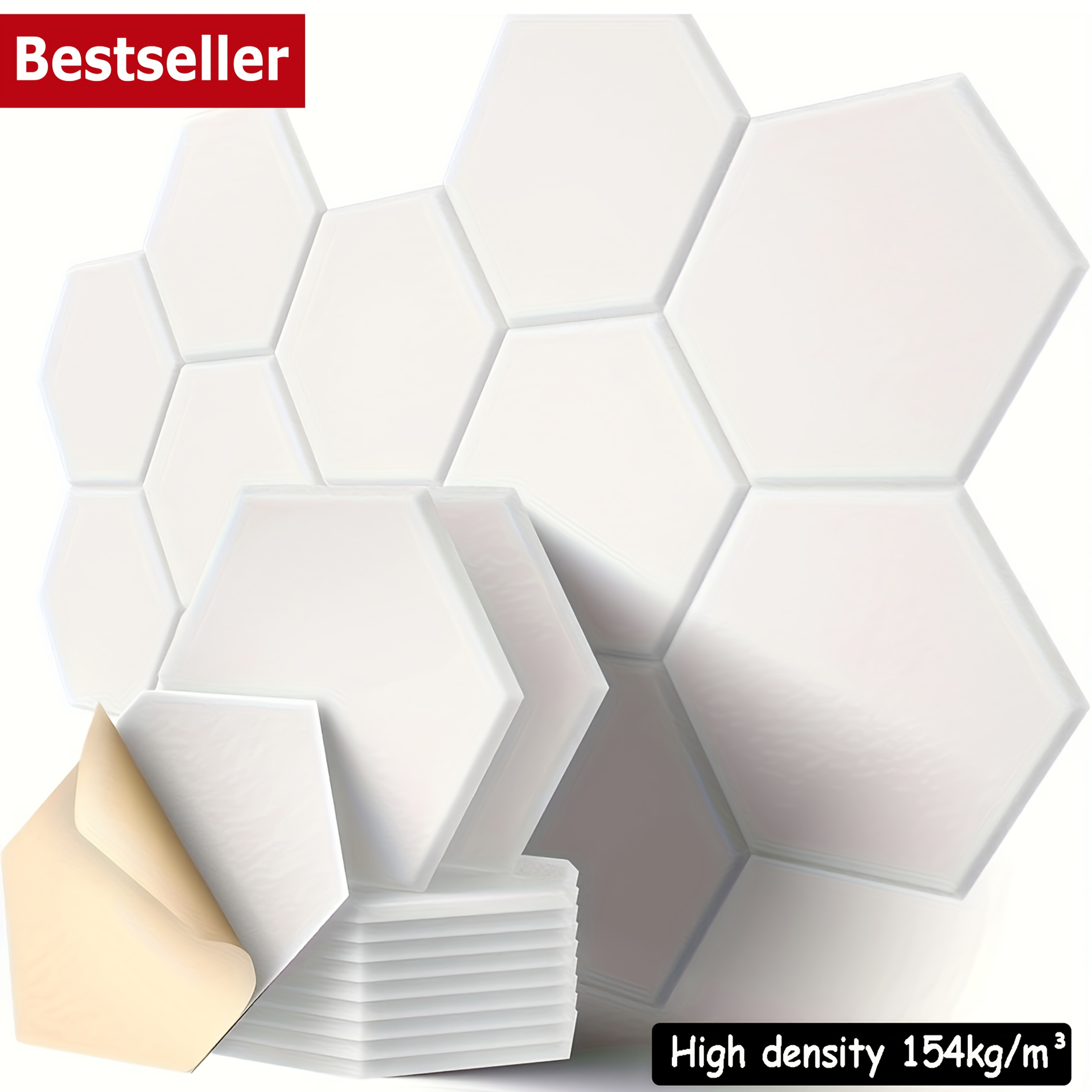 12 pack self   soundproof acoustic foam panels 12 x10 x0 4 high density 154kg   hexagonal design noise absorbing soundproof decorative panels for   soundproofing foam panels room acoustic   hexagonal pattern durable   0