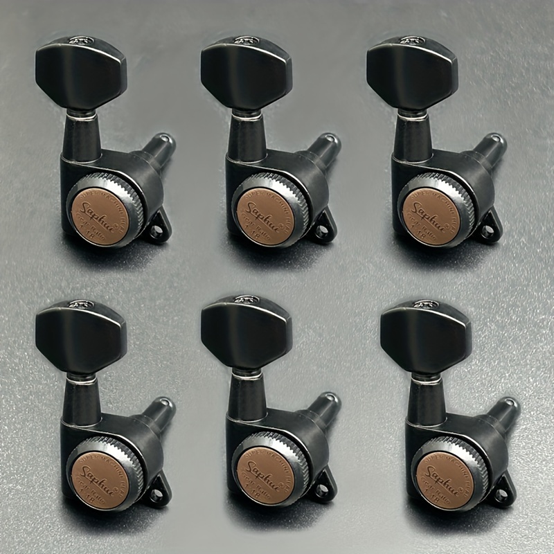 [SAPHUE Guitar Locking Tuners] 6pcs SAPHUE Guitar Locking Tuners - 1:18 Locking Ratio, Hexagonal Handle with Sealed Gear & Cast Housings in Black/Golden/Chrome for Electric/Acoustic Guitars (Includes Mounting Hardware)