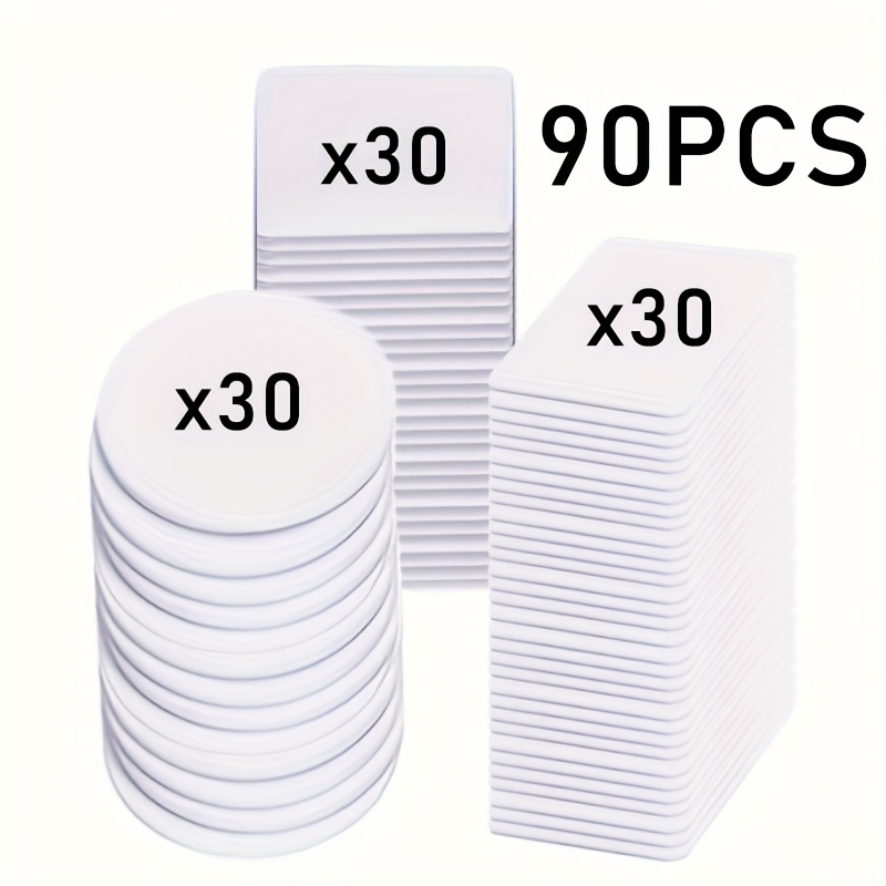 TEMU Strong Double-sided Tape - White, 90pcs Of Strong Double-sided Tape, Suitable For Various Shapes Of Foam On Walls, Floors, And Doors - Ideal For