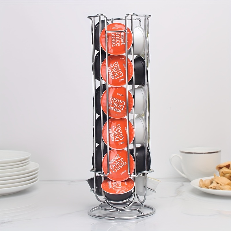 

1pc Coffee Capsule Storage Rack Compatible With 18 Capsules Rotating Iron Storage Rack