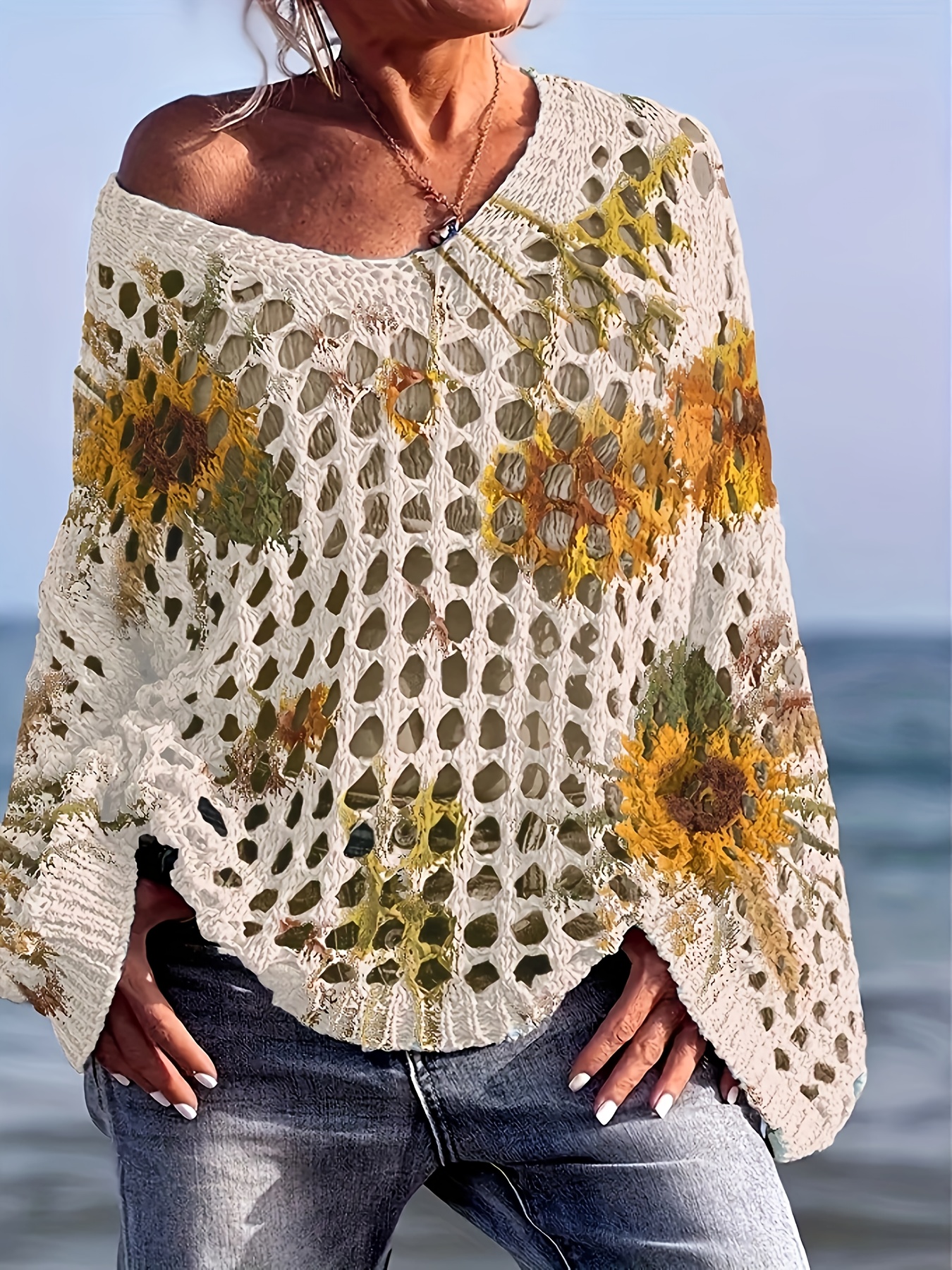 women's lightweight bohemian cardigan sweater semi sheer v Temu