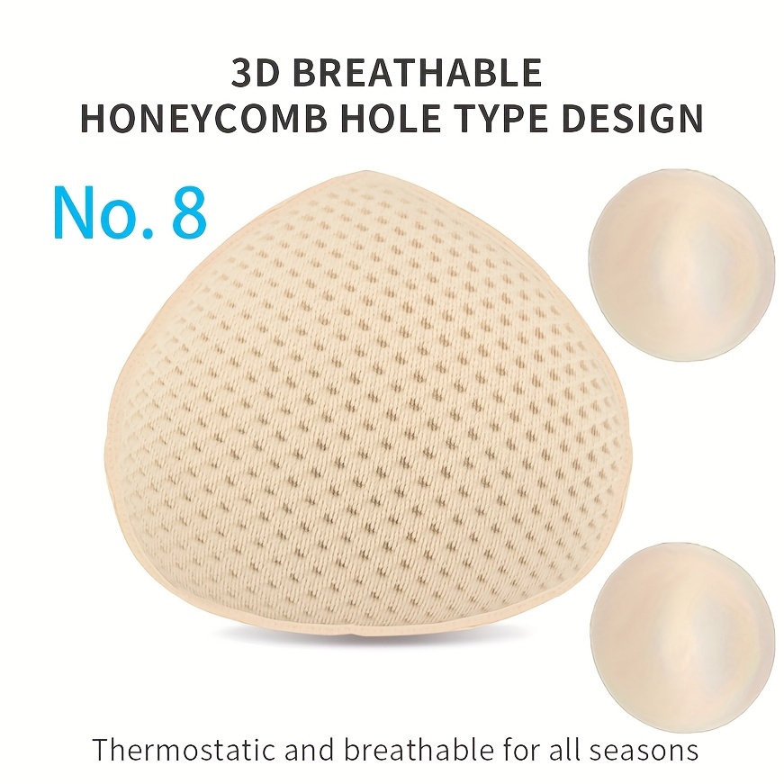 TEMU Breathable Triangle Breast Enhancer Bra Pads Lightweight Silicone Free Honeycomb Design Inserts Hand Washable Bra Additions Elegant Texture