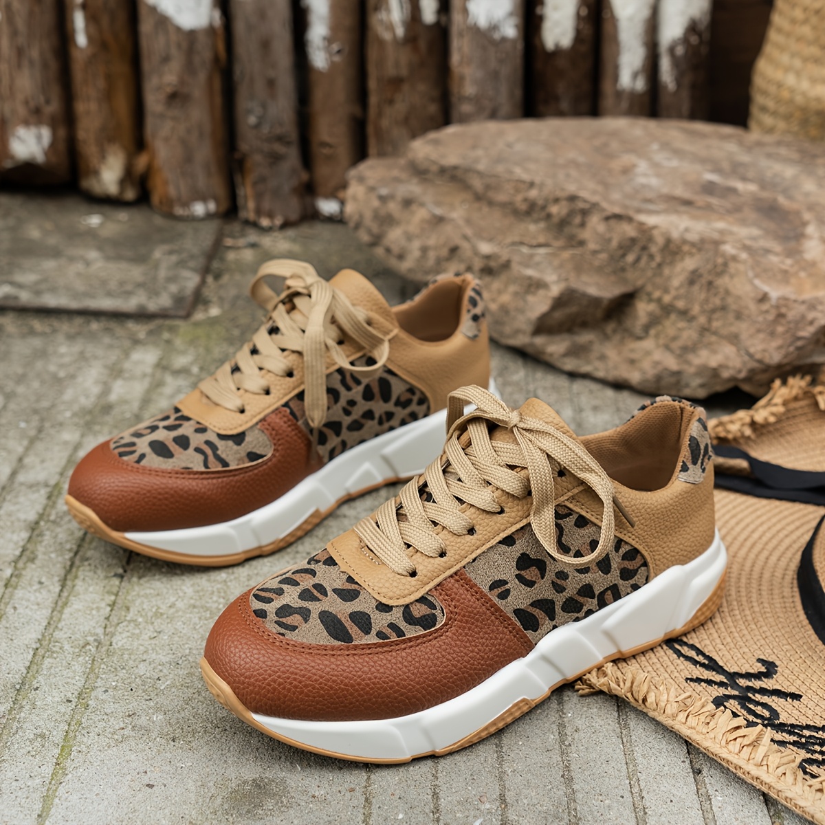 womens leopard print sneakers fashionable non slip Temu South Africa
