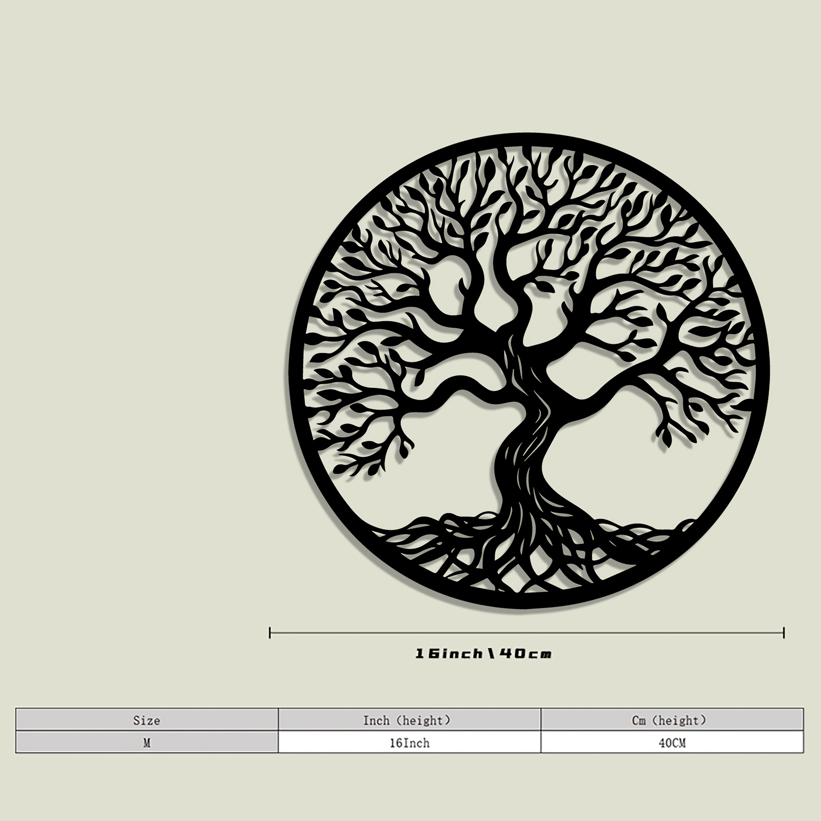 TEMU 1pc Xxq Tree Of Life Metal Wall Art Decor - Family , Circular Black Metal Wall Art For Indoor/outdoor, Living Room, Bedroom, Garden - Christmas
