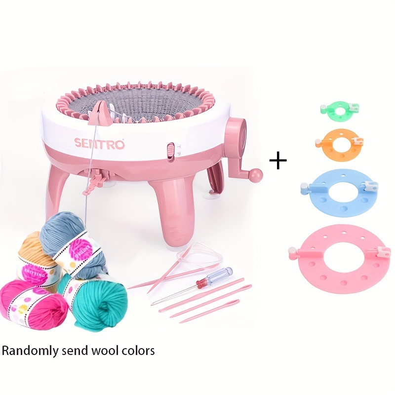 

Diy 48-needle Sweater Knitting Machine Set With Accessories - Pink Abs Plastic, Ideal For Adults & Craft