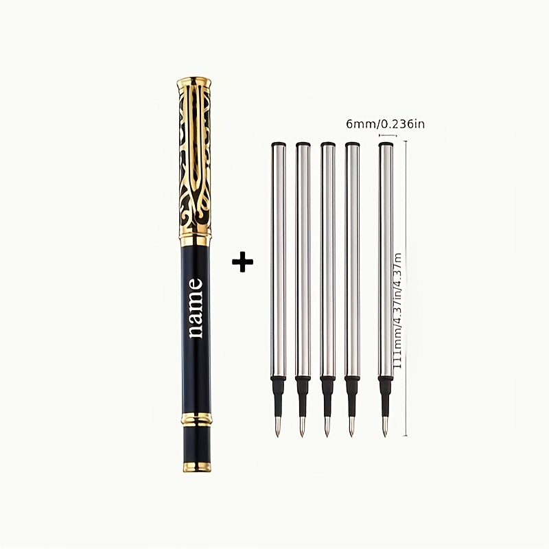 TEMU Ensemble de stylos unisexes de qualité supérieure en métal gravé, contenant un stylo et de rechange, ou un stylo avec de rechange, en . Convient