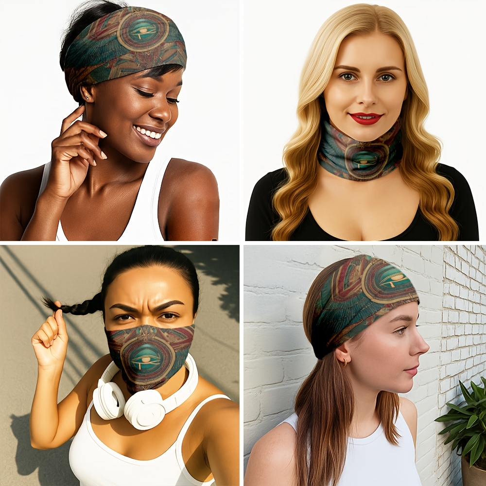 2D FLAT Ancient Egyptian Style Winged Eye Totem Headband, Washable And Easy to Care For, Daily Skin Care / Home Washing / Makeup Application / Face Washing And Masking / Suitable for Women
