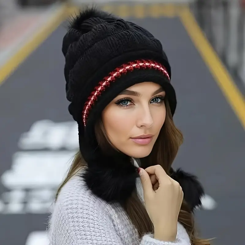 Fantasy Fleece Beanie Mütze mit Ohrenklappen dehnbarem Acrylgewebe verstellbare Kappe und Aufbewahrungstasche Handwäsche oder Details 9