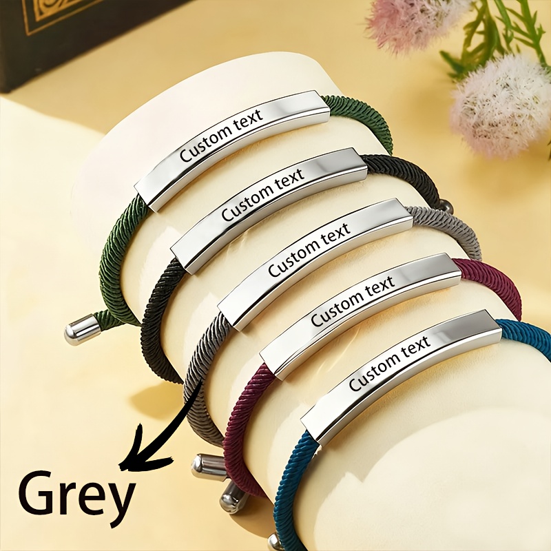 TEMU Customized Stainless Steel Bracelets/ropes, Engraved With Inspirational Texts, Names, Or Cautionary Quotes. Suitable For Men And Women, Couples,