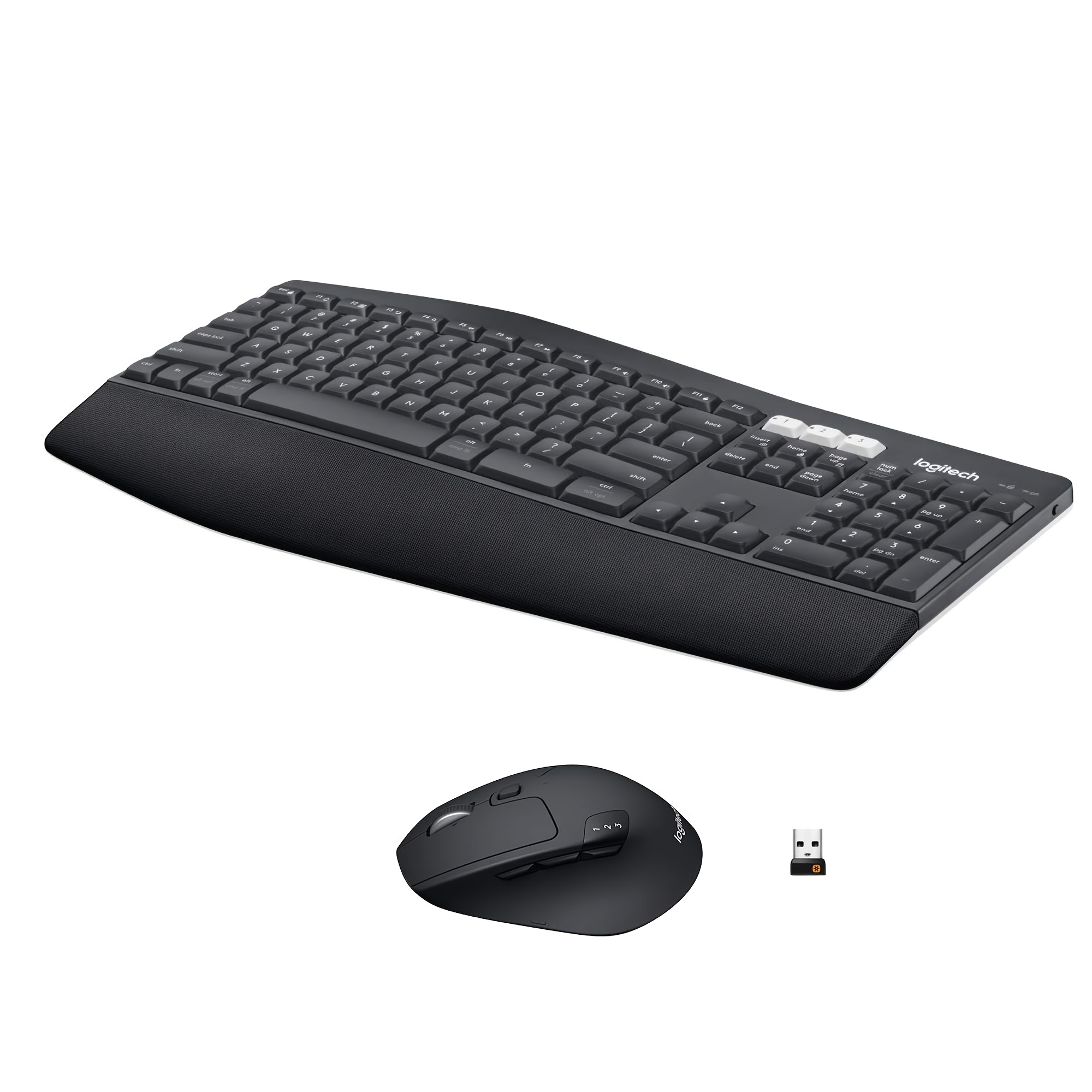 Logitech MK850 Performance Wireless Keyboard and Mouse Combo for Windows, MacOS & ChromeOS, Bluetooth & 2.4 GHz USB Receiver, Full-Size Ergonomic Keyboard, Multi-Device, Cushioned Palm Rest – Graphite