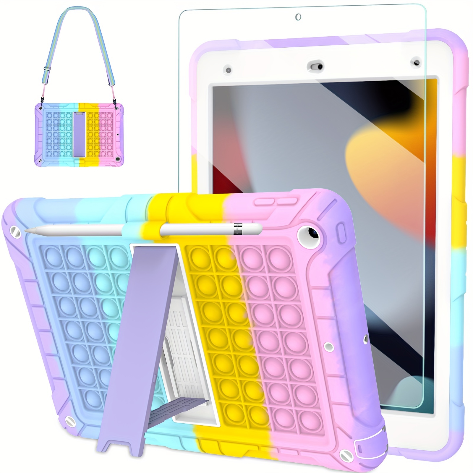 

Stylish Protective Case For Ipad 9th/8th/7th Generation With Glass Screen Protector | Case For With Pencil Holder+stand+strap | Cute Case For Ipad 9th 8th 7th Gen